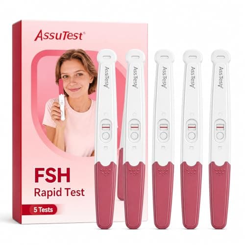 AssuTest Menopause Test Kit At Home, 5 Tests FSH Test Strips for Perimenopause & Ovarian Reserve, Fertility Test for Women, Fast & Reliable Results