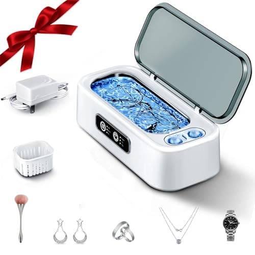 SUNPOW Ultrasonic Jewelry Cleaner Machine– Dual Chambers for Contact Lenses & Jewelry, 45kHz Sonic Cleaner for Silver & Gold, Rings, Earrings, Glasses, Watches, Necklaces – Quiet 45dB, Deep Cleaning - Image 1