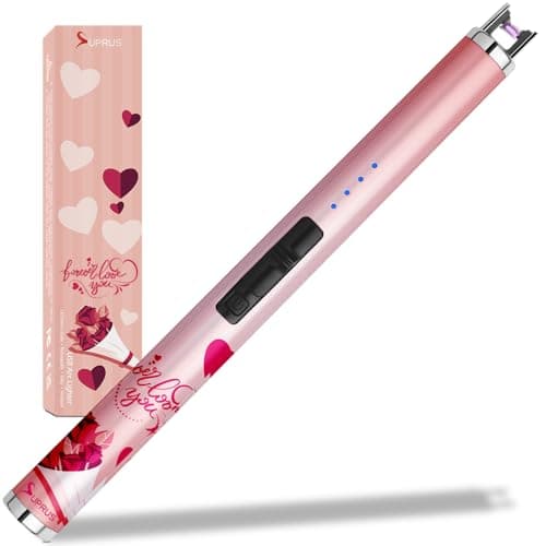 SUPRUS Candle Arc USB Type C Lighter Electric Lighter with Upgraded LED Battery Display Safety Switch Rechargeable Flameless Plasma Windproof Portable for Mother‘s Day (Pink) - Image 1