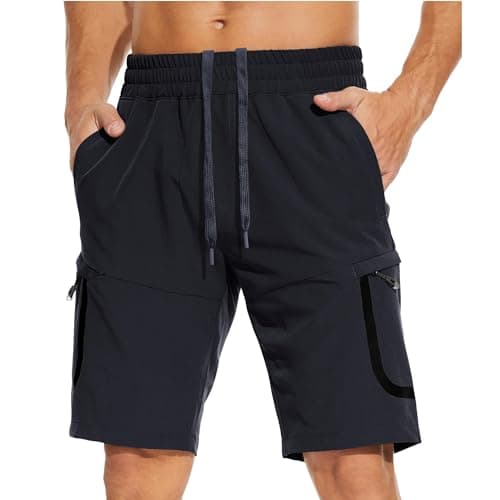 MOURCE Men's Hiking Shorts Elastic Waist, Lightweight Fishing Shorts Quick Dry, Navy Blue S - Image 1