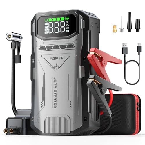 Jump Starter with Air Compressor, 4000A Portable Car Battery Charger Jump Box, 150PSI Tire Inflator and Battery Jumper Pack for 12V Vehicle, Jumper Starter Power Booster, Roadside Emergency Kit - Image 1