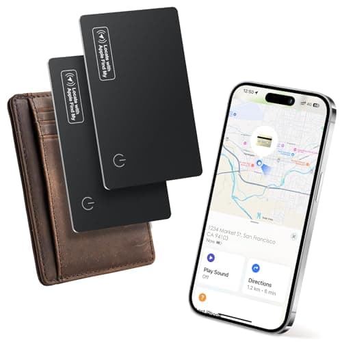 Wallet Tracker Card Airt-Tag Tracking 2 Pack - (iOS Only) Work with Apple Find My, Bluetooth Tracker, 0.08in Slim, IP68 Waterproof, Item Locator for Luggage, Passports, Purse, Gift for Men Women - Image 1