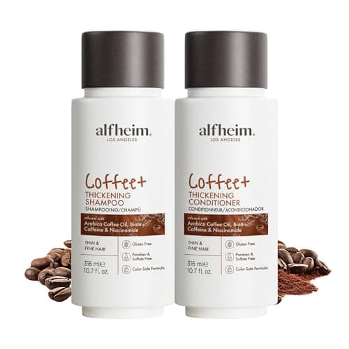 Coffee Thickening Shampoo & Conditioner Set – Caffeine & Plant Protein for Fuller, Volumized Hair – Sulfate-Free, Paraben-Free, Cruelty-Free – 10.7 oz Each – Strengthens, Revitalizes, Nourishes Hair - Image 1