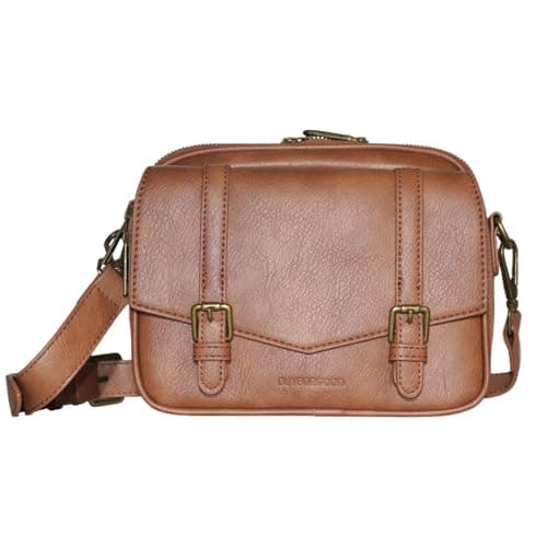 buyborgood Women‘s Anti Theft RFID Blocking Small Vegan Leather Crossbody Bag Travel Purse With Built In Wallet Messenger Bag, Vintage Light Brown