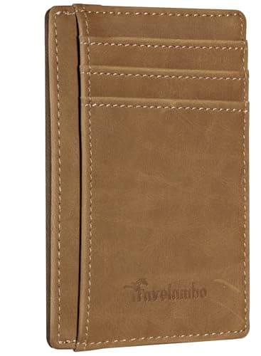 Travelambo Slim Wallet Front Pocket Minimalist Leather RFID Blocking Medium Size - Image 1