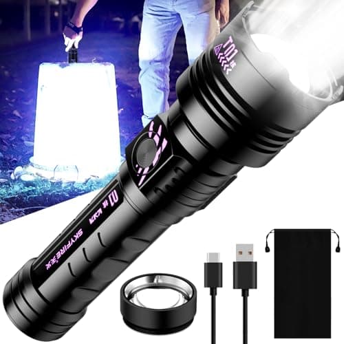 SKYFIRE Rechargeable Flashlights High Lumens: LED Super Bright Flashlight 3000lm Zoomable 5 Modes Tactical Waterproof Powerful Flash Light for Camping, Emergency, Holiday Gift (with Ignition Lens) - Image 1