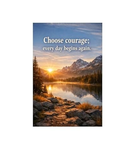Choose Courage Every Day Begins Again Metal Tin Sign Inspirational Nature Wall Decor Motivational Quote 8x12 Inch Iron Art Plaque Sunrise Mountain Landscape - Image 1