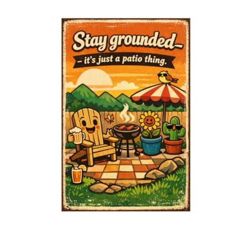 Stay Grounded Its Just A Patio Thing Vintage Metal Tin Sign Funny Outdoor Wall Decor Summer Backyard Grill Garden Humor Art Plaque For Patio Bar Pool Fence Man Cave Gift 8x12 Inch - Image 1