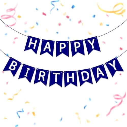 Oeyliz Happy Birthday Banner Dark Blue Happy Birthday Sign Birthday Decorations for Birthday Party Backdrop Wall Decor Dark Blue Birthdays Sign for Men Women Party Supplies - Image 1
