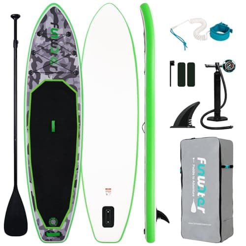 FunWater SUP Inflatable Stand Up Paddle Board Ultra-Light Inflatable Paddleboard with Accessories, Fin, Adjustable Paddle, Pump, Backpack, Leash - Image 1