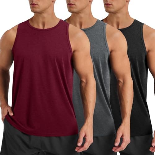 BOOJO 3 Pack Tank Tops Men - Summer Quick Dry Moisture Wicking Workout Muscle Sleeveless Shirts for Gym Beach Running - Image 1
