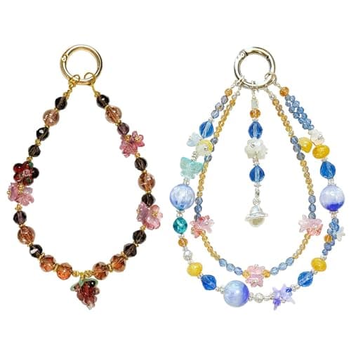 TIANTAIYUE Beaded Phone Charm Strap for Women, Aesthetic Crystal Glass & Pearl Wrist Lanyards, Universal Anti-Lost Detachable Cell Phone Chain for Smartphone Case, Camera, Keys, Gift for Her - Image 1