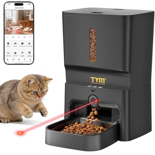 TYM 7L Automatic Cat Feeder with 2K Camera - 5G WiFi Cat Timed Food Dispenser with Smart APP Control, Programmable Timed Feeding, Night Vision, 2-Way Audio, Laser Interactive, Easy Setup - Image 1
