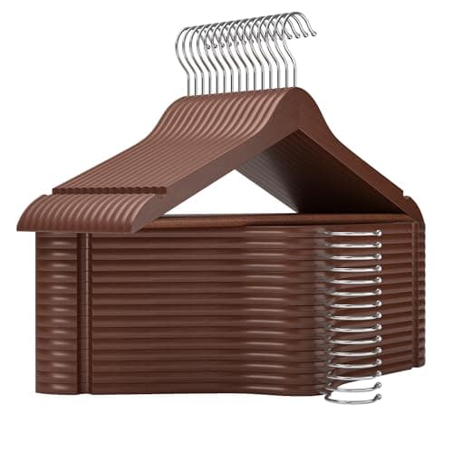 StorageWorks Clothes Hangers, Wooden Hangers 30 Pack for Closet, Wood Hangers for Coats, Shirts, Jackets, Pants, Suits, Walnut Color - Image 1