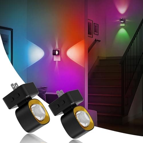 JandCase Night Lights Plug into Wall,10-Colored Changing Night Light for Kids, 2 Pack 180° Rotatable Plug RGB LED Nightlight with Dusk to Dawn Sensor for Halloween Decoration, Children Room,Party - Image 1