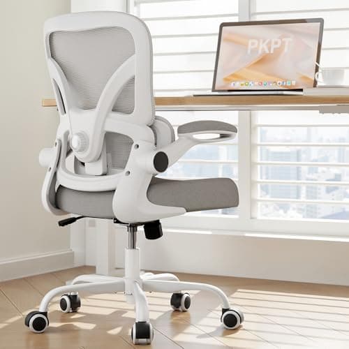 PKPT Mesh Office Chair, 330LBS Ergonomic Comfy Desk Chair with Adjustable Lumbar Support, Executive Computer Chairs for Home Office, White - Image 1