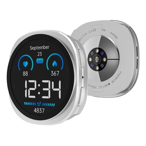 SDOCEBF 3 in 1 Rugged Metal Case for Samsung Galaxy Watch 8 44mm with Screen Protector, Lightweight Aluminum Bumper with Back Cover, Overall Protection Cover for Galaxy Watch 8, Silver - Image 1