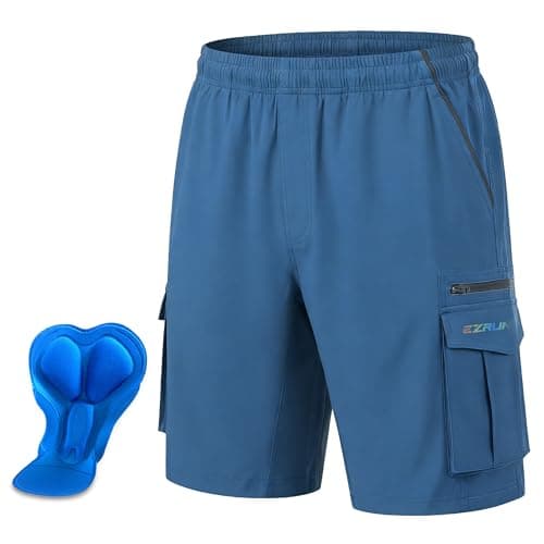 Men's Mountain Bike Shorts 3D Padded Bicycle Biking Shorts Quick Dry Lightweight MTB Cycling Shorts (Blue, S) - Image 1