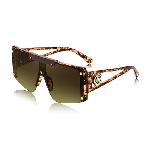 FEISEDY Women Sunglasses, Oversized Square Flat Top Shield Shades for Men B4060 - Image 1