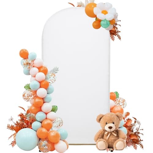 SUKAIKEQA 7.2FT Wedding Arch Cover – Stretchy Spandex Fabric Backdrop for Arch Stand – Ideal for Wedding Ceremony, Birthday Party, Baby Shower & Photo Booth Decoration (White) - Image 1