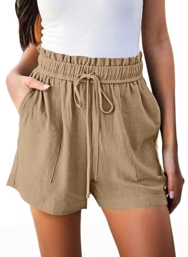 Linen Beach Vacation Shorts for Women Novelty Casual Summer Outfits High Waisted Lounge Comfy Resort Wear Brown - Image 1