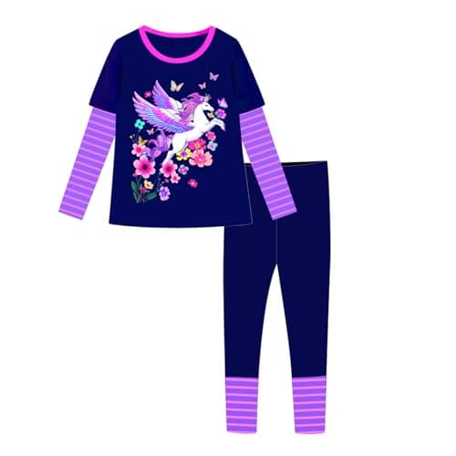 VIKITA Toddler Girls Clothes tshirts leggings 2pcs Long Sleeve Starry butterfly School outfits winter Clothing Sets (4T, L3126+F5526) - Image 1