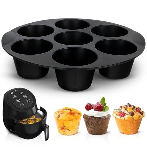 Air Fryer Muffin Pan (7 Cups) – 6.9" Round Egg Bites Silicone Mold Compatible with 3.5–5.8l Fryers, Heat Resistant & Dishwasher Safe – Nonstick Silicone Muffin Pan for Muffins, Egg Bites & Easy Snacks - Image 1