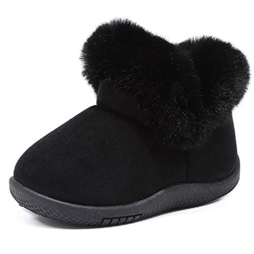 KEESKY Boots for Baby Boys Black Suede Fur Lined Warm Winter Shoes Size 6 M Toddler - Image 1