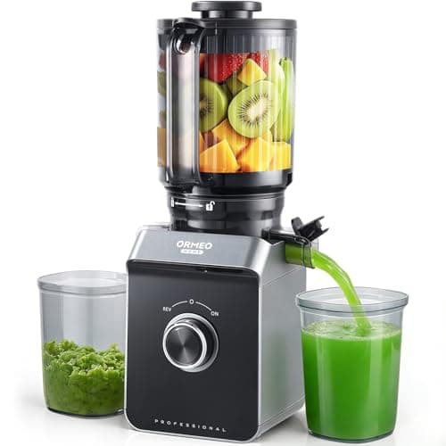 Cold Press Juicer, ORMEO HOME Masticating Juicer Machines with 5.5" Large Feed Chute Fit Whole Vegetables & Fruits, with Pulp Seperation 99.6% Juice Purity, Quiet Motor Easy to Clean BPA Free - Image 1