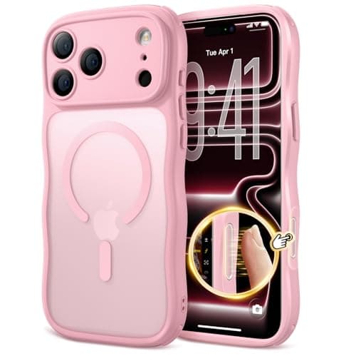 XWZ for iPhone 17 Pro Max Case for Women Girls,【Compatible with MagSafe】,【Camera Control】,【Full Camera Protection】, Cute Wave Magnetic Phone Case for iPhone 17 Pro Max,Light Pink - Image 1