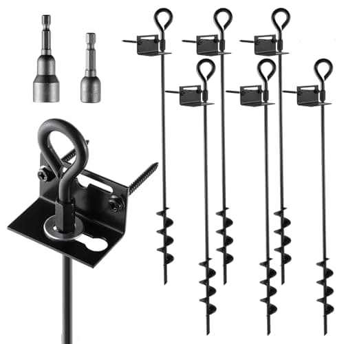 MIXXIDEA 24 in Mobile Home Anchors, Metal Ground Anchor Screw in, Heavy-Duty Earth Anchors with Adapter for Drill, Anchor Kits (24in-6pk) - Image 1