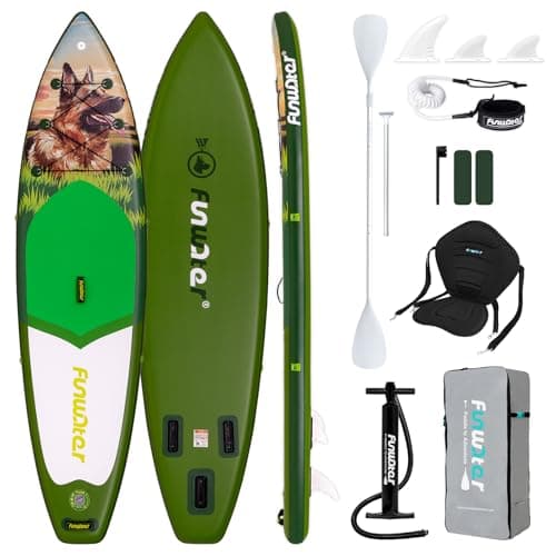 FunWater Stand Up Paddle Board Ultra-Light Inflatable Paddleboard with SUP Accessories for Adults & Youth of All Skill Levels (Green Dog) - Image 1