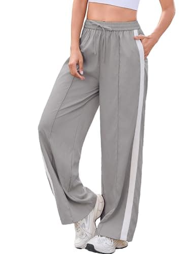 Totatuit Baggy Wide Leg Track Pants for Women Y2K Drawstring Loose Joggers Trendy Casual Workout Pants Grey - Image 1