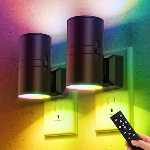 Briignite Night Lights Plug into Wall, 2 Pack 11-Color Changing Night Light with 1 Remote Control, 3000K+6000K+RGB LED Nightlight for Kids with Light Sensor, 0-100 LM Adjustable for Bedroom, Stairway - Image 1