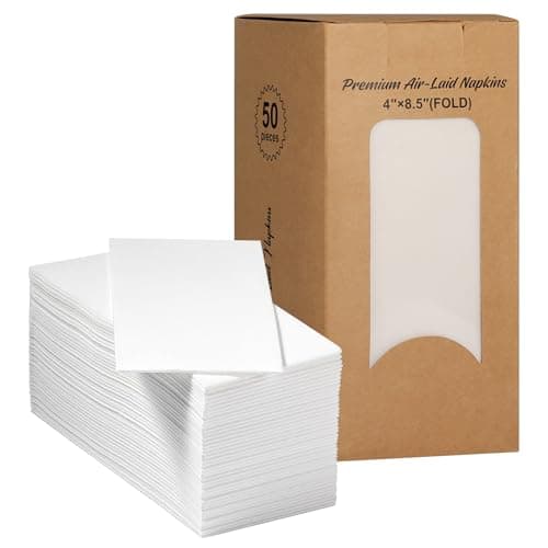 Morgiana 50 Pack Disposable Guest Towel, White Linen Feel Napkins, Bathroom Paper Hand Towels for Christma, Halloween, Thanksgiving - Image 1
