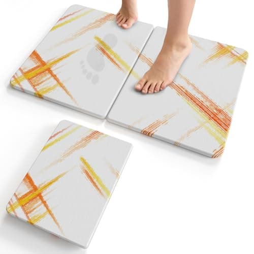 Foldable Diatomaceous Earth Bath Mat - 24"x16" Ultra-Absorbent Stone Shower Mat for Bathroom Floor - Instant Dry Non-Slip Diatomite Floor Mat - Minimalist Stone Dish Drying Mat for Kitchen - Image 1