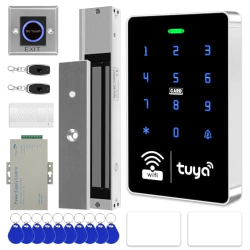 XYBkey WiFi TUYA Security Access System Kit with Waterproof RFID Touch Keypad Door Lock, Smart Remote Door Opener, App, 600-pound Electric Magnetic Lock, Metal Sensor Switch, Doorbell, Keychain/Card - Image 1