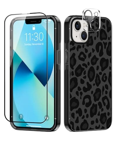 Sholbrak Designed for iPhone 13 Case Cute Cheetah Leopard Pattern Protective Phone Case Cover 6.1" Screen Protector + Camera Lens Protector【2X Military Grade Drop Tested / 6.6ft Drop Protection】 - Image 1