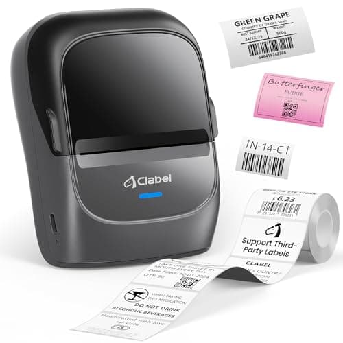 CLABEL Label Maker Machine with Tape, 221B Thermal Bluetooth Label Printer 2 Inch Portable Barcode Inkless Sticker for Small Business, Retail Office,Office, Home, Came with 1 Roll Label (Grey) - Image 1