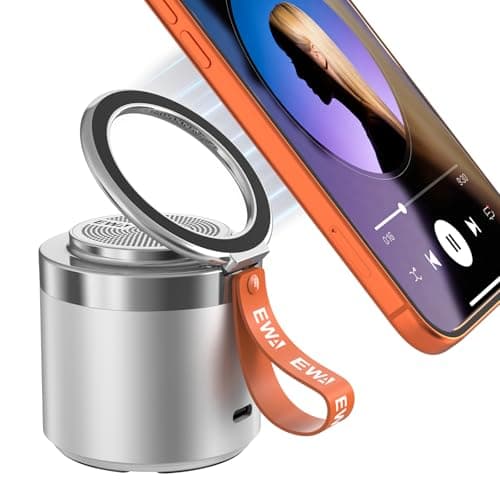 EWA Wireless Bluetooth Speaker with Secure Magnetic Phone Stand, HD Surround Sound & Anti-Slip Base | Hands-Free Magnetic Holder for Desk, Kitchen, Home Workout - Gift Ideal for Men Women (Silver) - Image 1