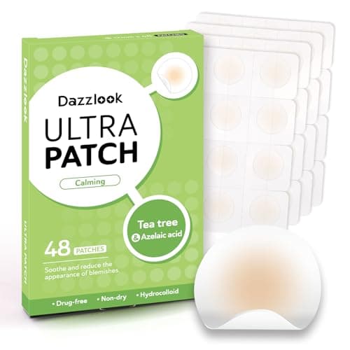 Dazzlook Ultra Pimple Patches, Invisible Hydrocolloid Zits Blemishes Absorbing Patch with Tea Tree Oil & Azelaic Acid, Blemish Dots Stickers, 48 Patches Day & Night Use - Image 1