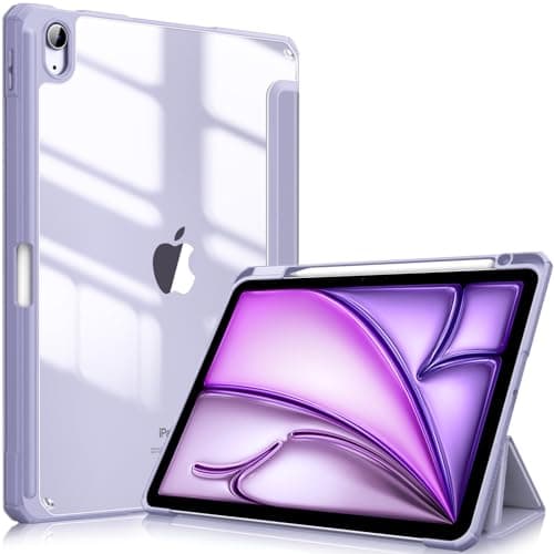 Fintie Hybrid Slim Case for iPad Air 11-inch M4/M3/M2 (2026/2025/2024), iPad Air 5th/4th Generation (2022/2020) 10.9 Inch - Shockproof Cover with Clear Back Shell & Pencil Holder, Lilac Purple - Image 1