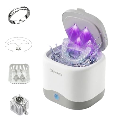 Ultrasonic Cleaner Machine 45KHz, Jewelry and Denture Cleaner for Retainers, Earring, Diamond Ring,Coin - 230ml Stainless Steel Tank with Light and Timer - Image 1