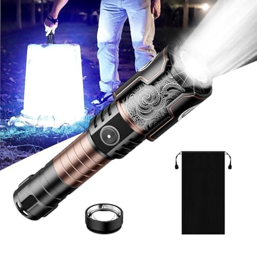 SKYFIRE Rechargeable Flashlight Led High Lumens: Tactical Flashlights Super Bright Zoomable with 6 Modes IPX6 Powerful Flash Light Small for Hunting, Storm preparedness,Home&Gifts(with Ignition Lens) - Image 1