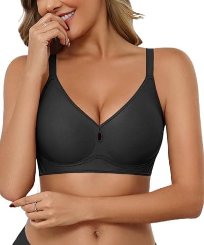 Avidlove Women's Wireless Bras Seamless Full Coverage Bralette No Underwire Comfort T-Shirt Bra with Velvet Trim Black XL - Image 1