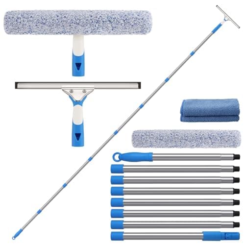 Mitclear 10 Feet Professional Squeegee Window Cleaner Tool with Extension Pole, Car Windshield Cleaning Kit with Long Handle, Window Washing Equipment for Indoor Outdoor Windows & Car Glass - Image 1