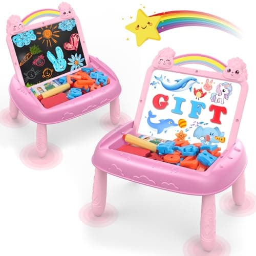 Cokzer Unicorn Gift for 1-2 Years Old Girl, Magnetic Drawing Board with Magnetic Letters and Numbers, Portable Toddler Educational Toy, Birthday for 1-2 Years Old Girl (Pink) - Image 1