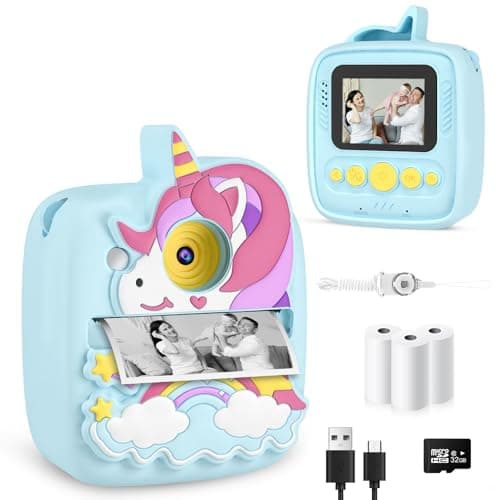 Kids Camera Instant Print, Christmas Birthday Gifts for Kids Age 3-8, 48MP &1080P Kids Camera with Print Paper, Portable Toy Instant Camera for Kids 3 4 5 6 7 8 9 10 Year Old Boys Gifts/Girl Gifts - Image 1