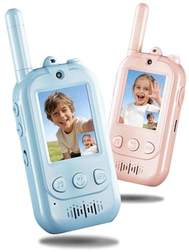 Voice Changer Upgraded Kids Video Walkie Talkies with Real-Time Two-Way Video, No WiFi or App Required, 1600FT Long Range, Rechargeable Video Intercom Toy for Boys & Girls Ages 3–12 (Blue & Pink) - Image 1