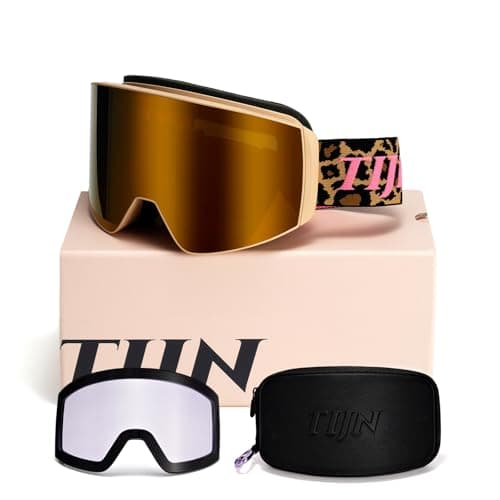 TIJN Ski Snowboard Goggles, Anti-Fog UV400 OTG Snow Goggles for Men Women Youth with 2 Magnetic Interchangeable Lenses, Ouroboros - Image 1
